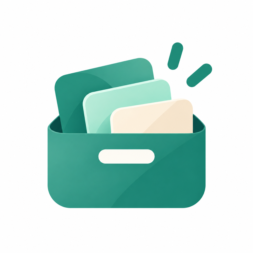 Sonary’s green storage box with mint and warm sand-colored cards